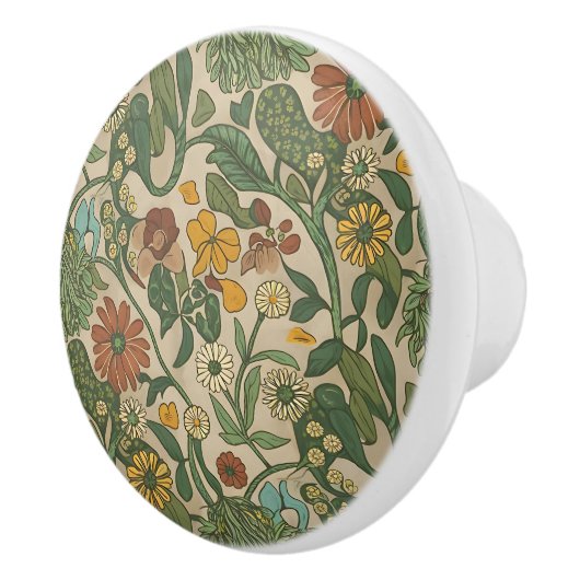 Seamless vintage botanical pattern  keramikknauf (Rechts)