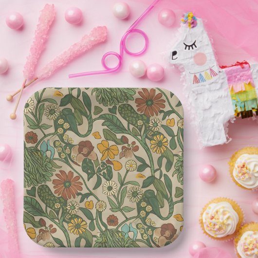 Seamless vintage botanical pattern  pappteller (Party)