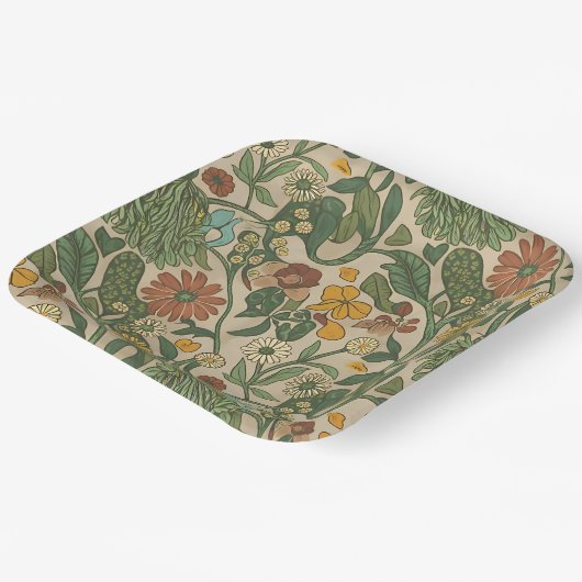 Seamless vintage botanical pattern  pappteller (Gewinkelt)