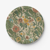 Seamless vintage botanical pattern  pappteller (Vorderseite)