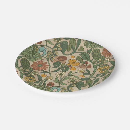 Seamless vintage botanical pattern  pappteller (Schrägansicht)
