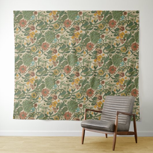 Seamless vintage botanical pattern  wandteppich (Beispiel (Horizontal))