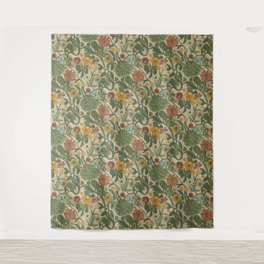 Seamless vintage botanical pattern  wandteppich (Vorderseite)