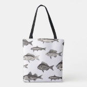 Seamless vintage fish patternvintage, fish, patter tasche (Rückseite)