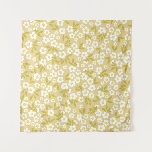 Seamless vintage pattern abstract. Cute white flow Wandteppich (Vorderseite)