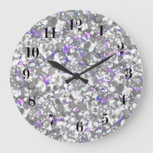 Seamless violet purple silver glittery sparkles gl große wanduhr