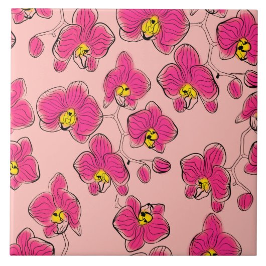 Seamless wassercolor orchius phalaenopsis Blume b Fliese (Vorderseite)