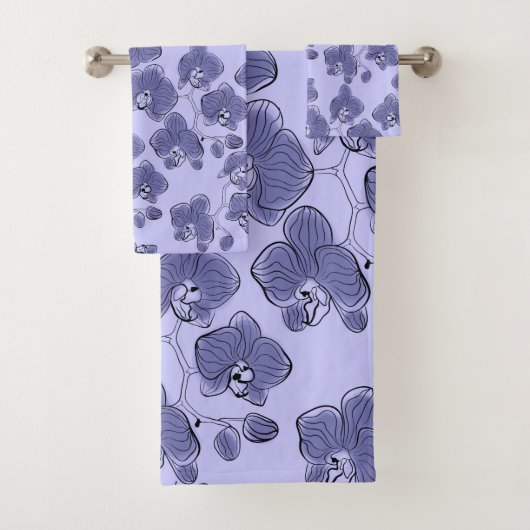 Seamless wassercolor orchius phalaenopsis Blume Badhandtuch Set (Insitu)