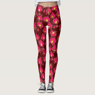 Seamless wassercolor orchius phalaenopsis Blume p Leggings