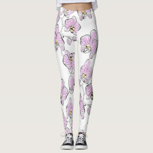 Seamless wassercolor orchius phalaenopsis Blume p Leggings