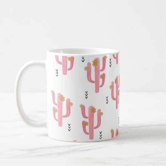 Seamless watercolor flowering cactus pattern. Vint Kaffeetasse (Links)