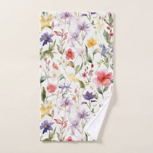 Seamless watercolor flowers pattern badhandtuch set (Handtuch)