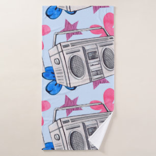 Seamless watercolor pattern in 90s style badehandtuch