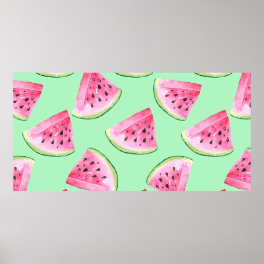 Seamless Watermelon Muster im Wasserfarbenstil Wat Poster (Vorne)