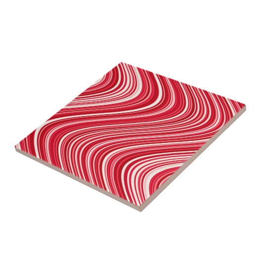 Seamless Wavy Lines in Rot und Weiß Fliese (Seite)
