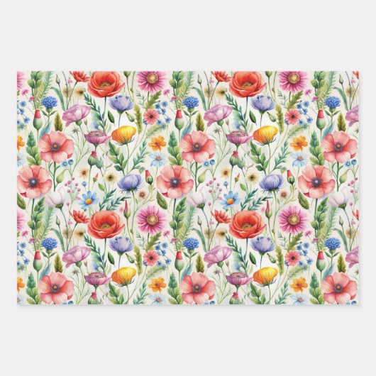 Seamless Wildflower Pattern Furniture Decoupage Geschenkpapier Set (Vorderseite 2)