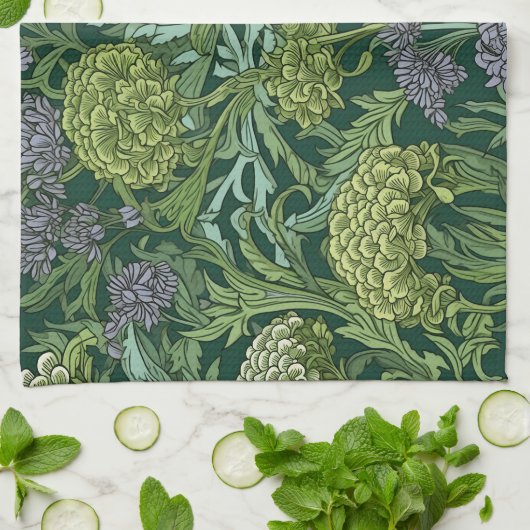 Seamless William Morris style floral pattern Geschirrtuch (Gefaltet)