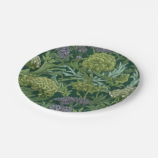 Seamless William Morris style floral pattern Pappteller (Schrägansicht)