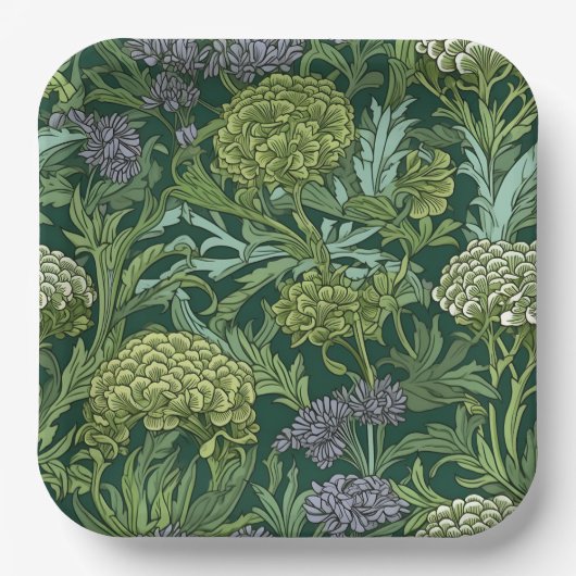 Seamless William Morris style floral pattern Pappteller (Vorderseite)