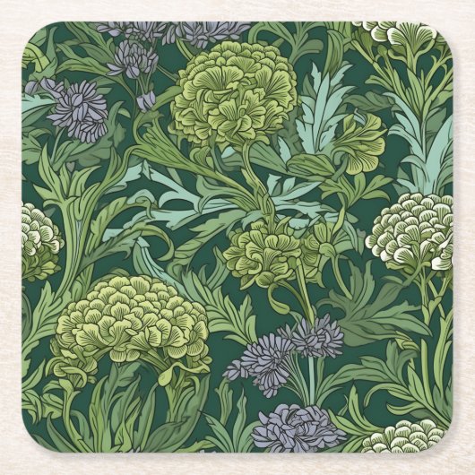 Seamless William Morris style floral pattern Rechteckiger Pappuntersetzer (Vorderseite)