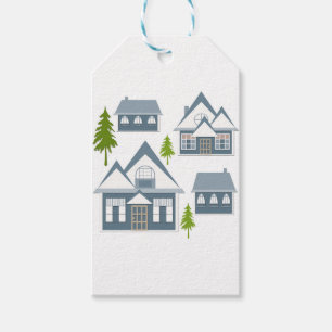 Seamless Winter Frohe Weihnachtslandschaft grau ho Geschenkanhänger