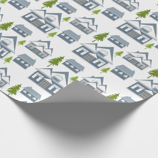 Seamless Winter Frohe Weihnachtslandschaft grau ho Geschenkpapier (Ecke)