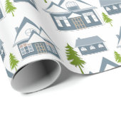 Seamless Winter Frohe Weihnachtslandschaft grau ho Geschenkpapier (Rolleneckpunkt)