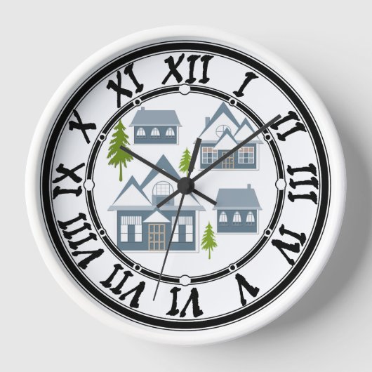 Seamless Winter Frohe Weihnachtslandschaft grau ho Uhr (Vorderseite)