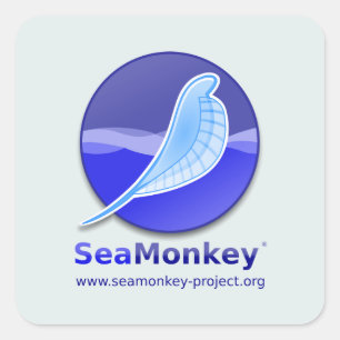 SeaMonkey-Projekt - Vertikales Logo Quadratischer Aufkleber