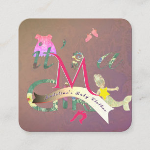 Seamstress Baby Clothes Business Maroon Quadratische Visitenkarte