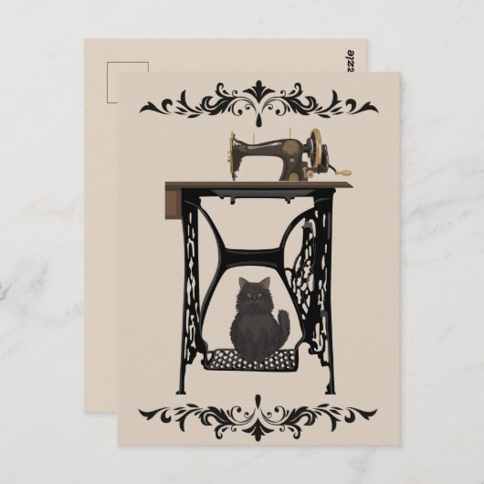 Seamstress Cats Lovers - Vintage Nähmaschine Postkarte (Vorne/Hinten)