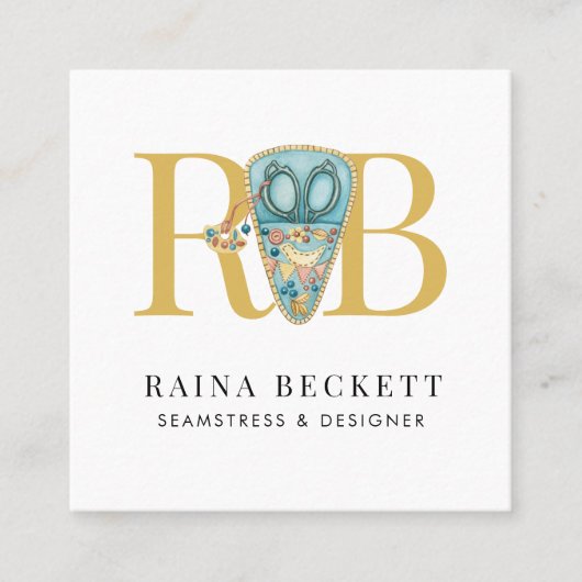 Seamstress Designer Scheren Quadratische Visitenkarte (Vorderseite)