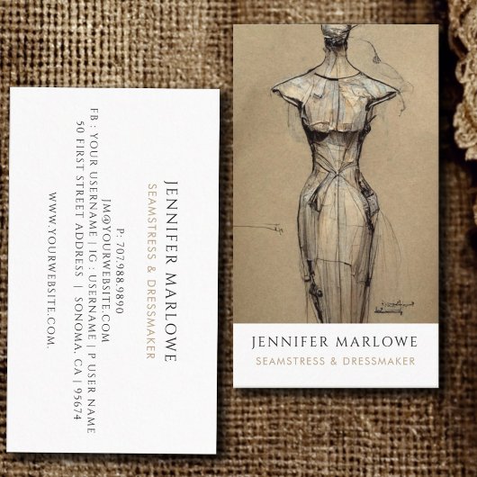 Seamstress Dressmaker Schneider Business Card Visitenkarte