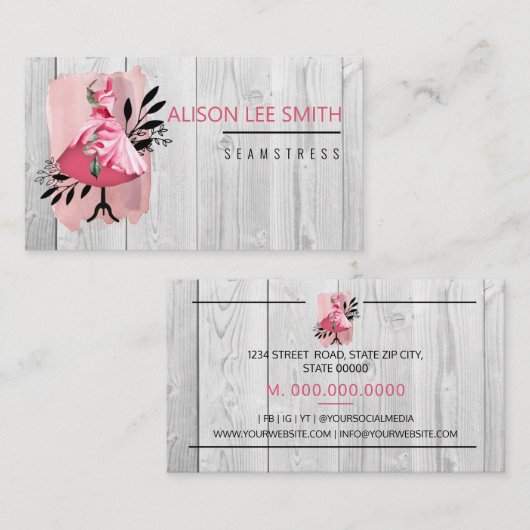 Seamstress Handnähte Dressmaker Business Card Visitenkarte (Vorne/Hinten)