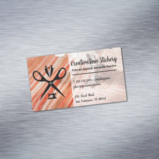 Seamstress-Logo | Nähstoffe Magnetische Visitenkarte (Beispiel)