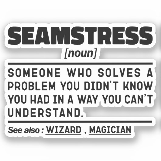 Seamstress Noun Definition Nähen Spaß Angebot Aufkleber (Vorderseite)