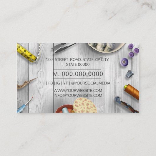 Seamstress- oder Schneider-Schreibtisch Handnähte  Visitenkarte (Rückseite)