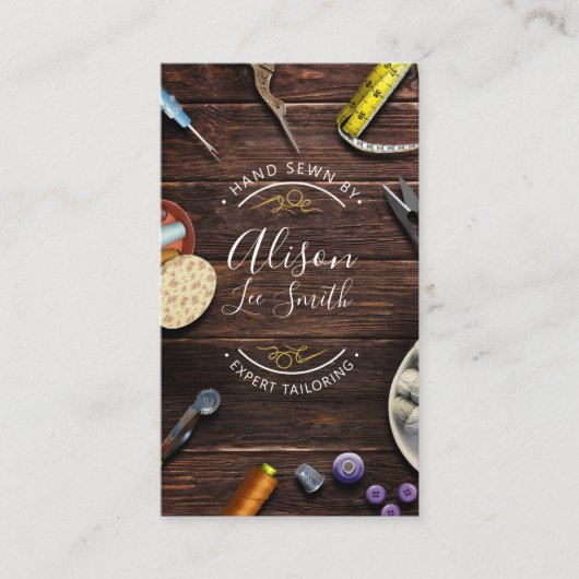 Seamstress- oder Schneider-Schreibtisch Handnähte Visitenkarte (Vorderseite)