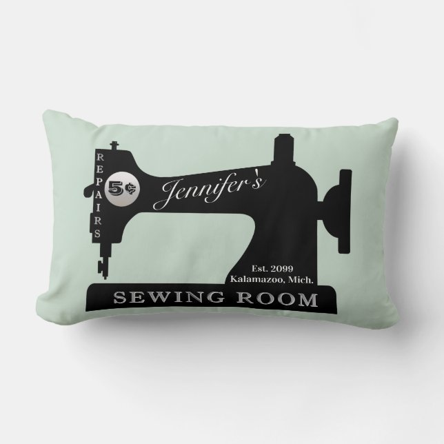 Seamstress Quilter Nähmaschine Raum Lendenkissen (Vorderseite)
