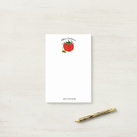 Seamstress Red Button Cushion Seamstress Post-it Klebezettel (Auf Schreibtisch)