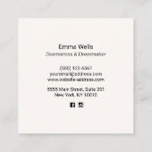 Seamstress Red Button Cushion Seamstress Quadratische Visitenkarte (Rückseite)