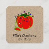 Seamstress Red Button Cushion Seamstress Square Bu Quadratische Visitenkarte (Vorderseite)