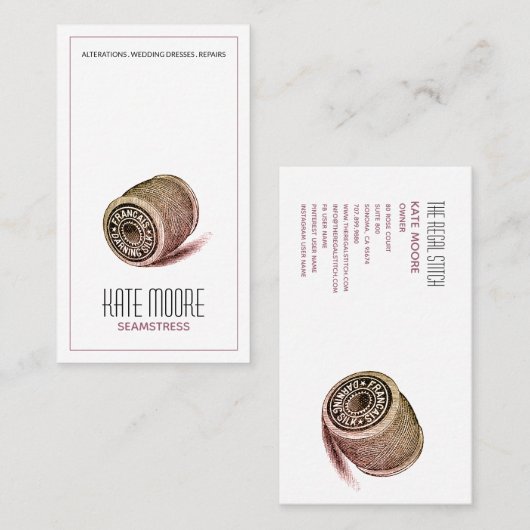 Seamstress Schneider Thread Visitenkarte (Vorne/Hinten)