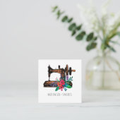 Seamstress Schneider Vintage Nähmaschine Bläschen Quadratische Visitenkarte (Stehend Vorderseite)