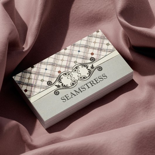 Seamstress Sewing Studio Decorated Button Card Visitenkarte