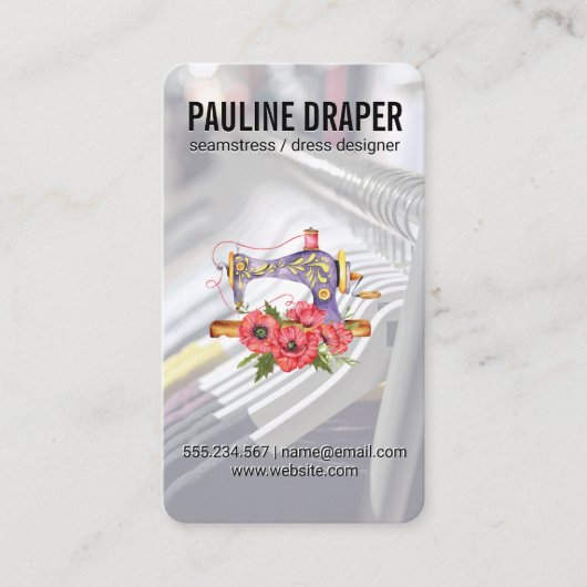 Seamstress | Tailor | Vintage Sewing Machine Visitenkarte (Vorderseite)