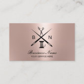Seamstress Thread & Needles Rose Gold Nähen Visitenkarte (Vorderseite)