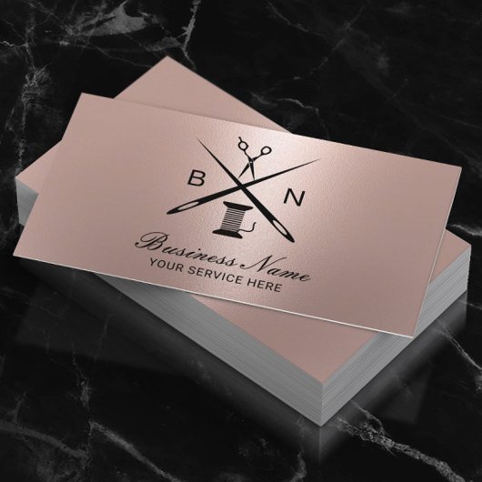 Seamstress Thread & Needles Rose Gold Nähen Visitenkarte