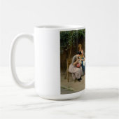 Seamstress Women und ein Junge mit einem freundlic Kaffeetasse (Links)