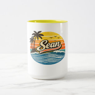 Sean Retro Sonnenuntergang Name Design Zweifarbige Tasse